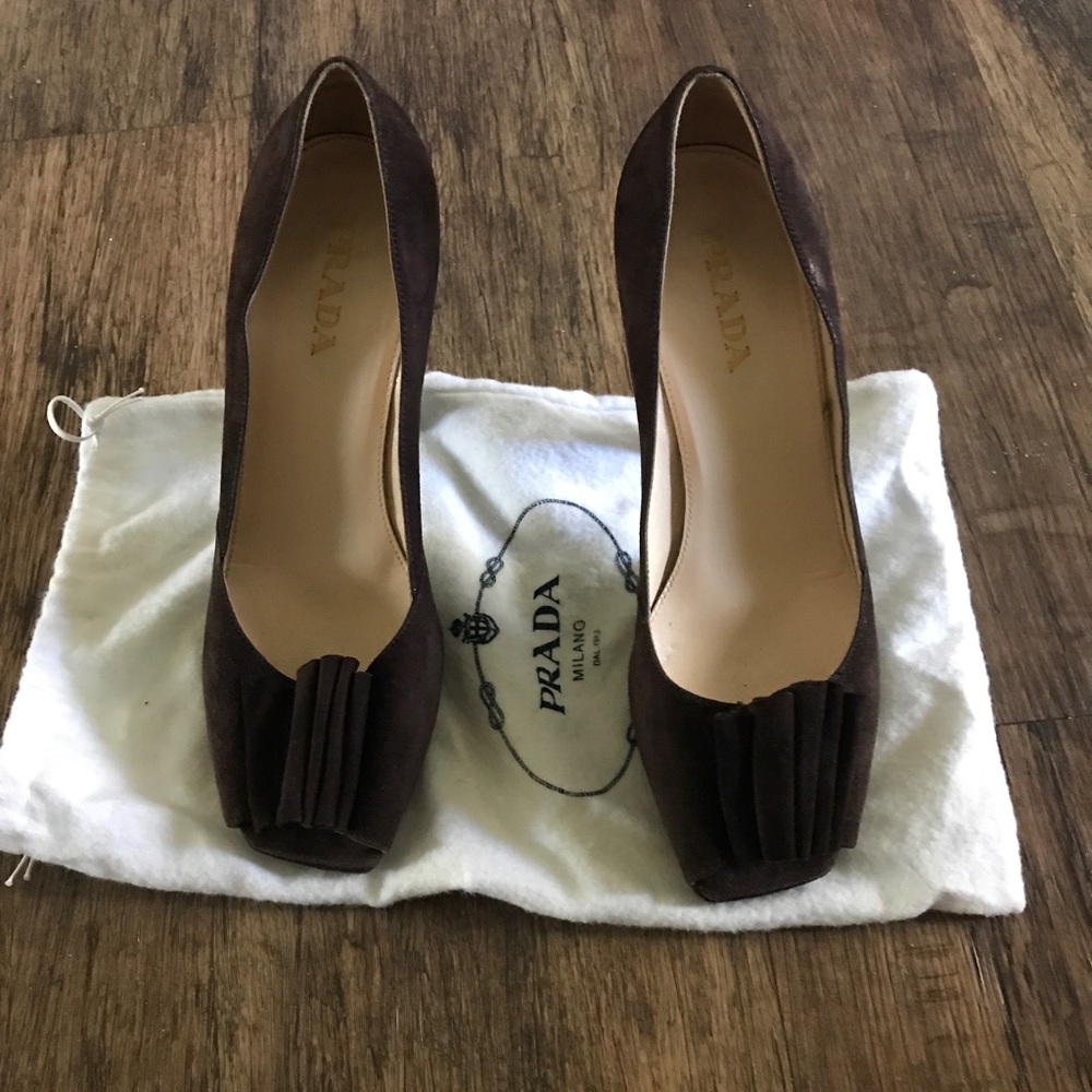 Prada suede diamond heels
